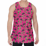 Little Green Alien UFO Print Men's Velvet Tank Top