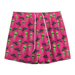 Little Green Alien UFO Print Mesh Shorts