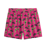 Little Green Alien UFO Print Mesh Shorts