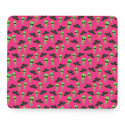 Little Green Alien UFO Print Mouse Pad