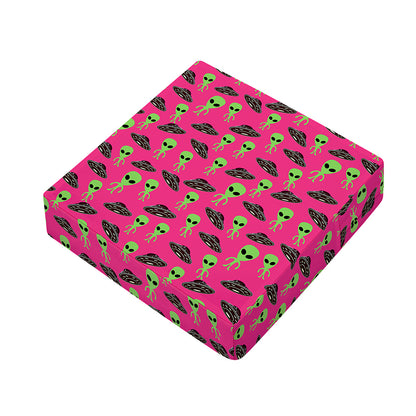 Little Green Alien UFO Print Outdoor Seat Cushion Cover