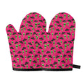 Little Green Alien UFO Print Oven Mitts