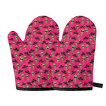 Little Green Alien UFO Print Oven Mitts