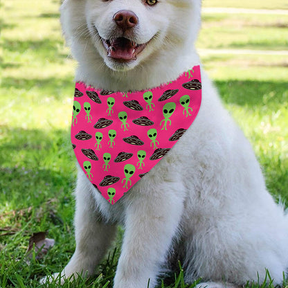 Little Green Alien UFO Print Over The Collar Dog Bandana
