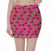 Little Green Alien UFO Print Pencil Mini Skirt