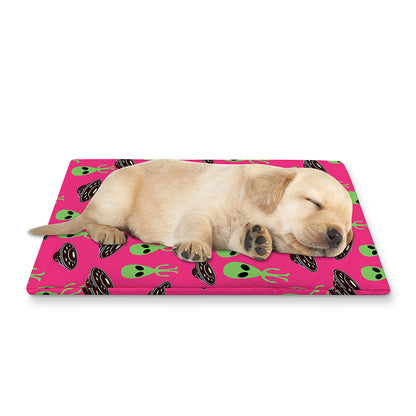 Little Green Alien UFO Print Pet Cooling Mat Cover