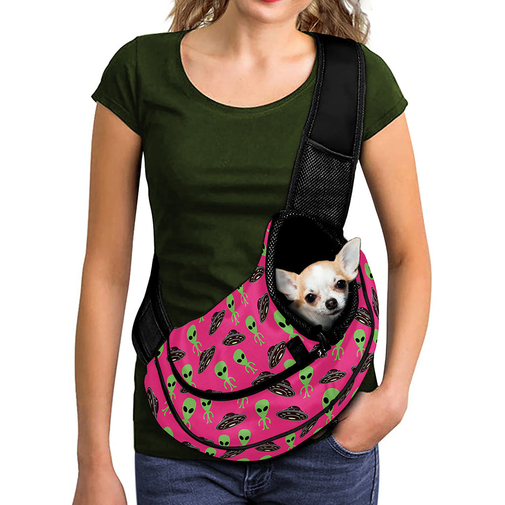 Little Green Alien UFO Print Pet Sling Carrier