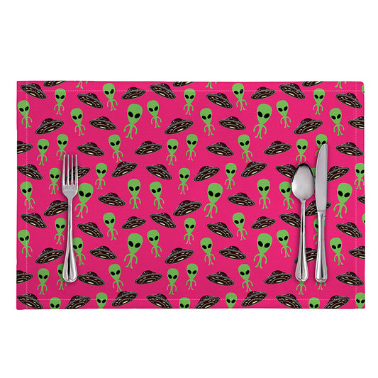 Little Green Alien UFO Print Placemat