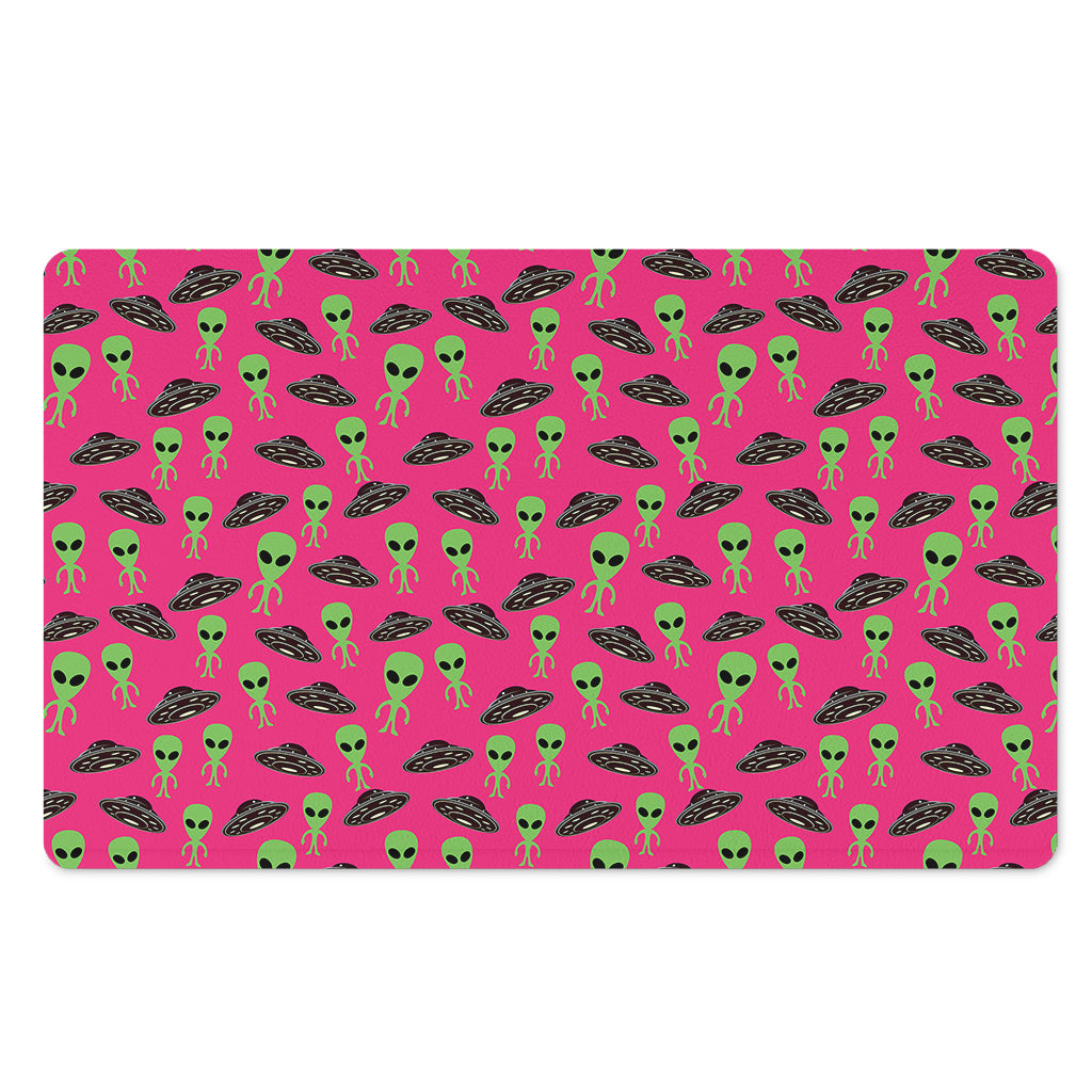 Little Green Alien UFO Print Polyester Doormat