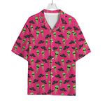 Little Green Alien UFO Print Rayon Hawaiian Shirt