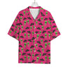 Little Green Alien UFO Print Rayon Hawaiian Shirt