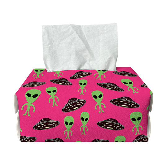 Little Green Alien UFO Print Rectangle Tissue Box Cover