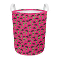 Little Green Alien UFO Print Round Laundry Basket