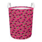 Little Green Alien UFO Print Round Laundry Basket