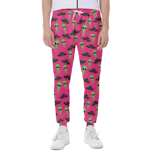 Little Green Alien UFO Print Scuba Joggers