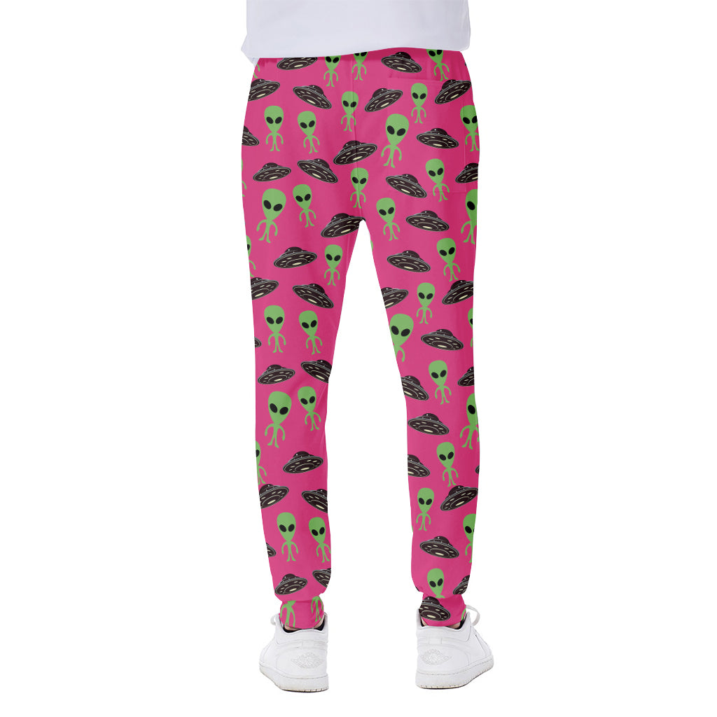 Little Green Alien UFO Print Scuba Joggers