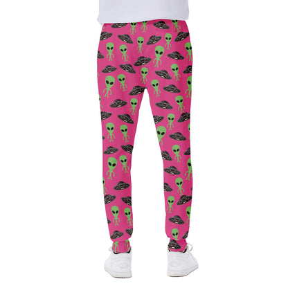 Little Green Alien UFO Print Scuba Joggers