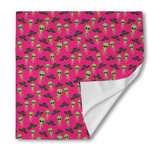 Little Green Alien UFO Print Silk Bandana