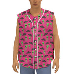 Little Green Alien UFO Print Sleeveless Baseball Jersey