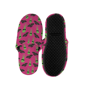 Little Green Alien UFO Print Slippers