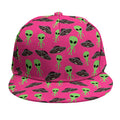 Little Green Alien UFO Print Snapback Cap