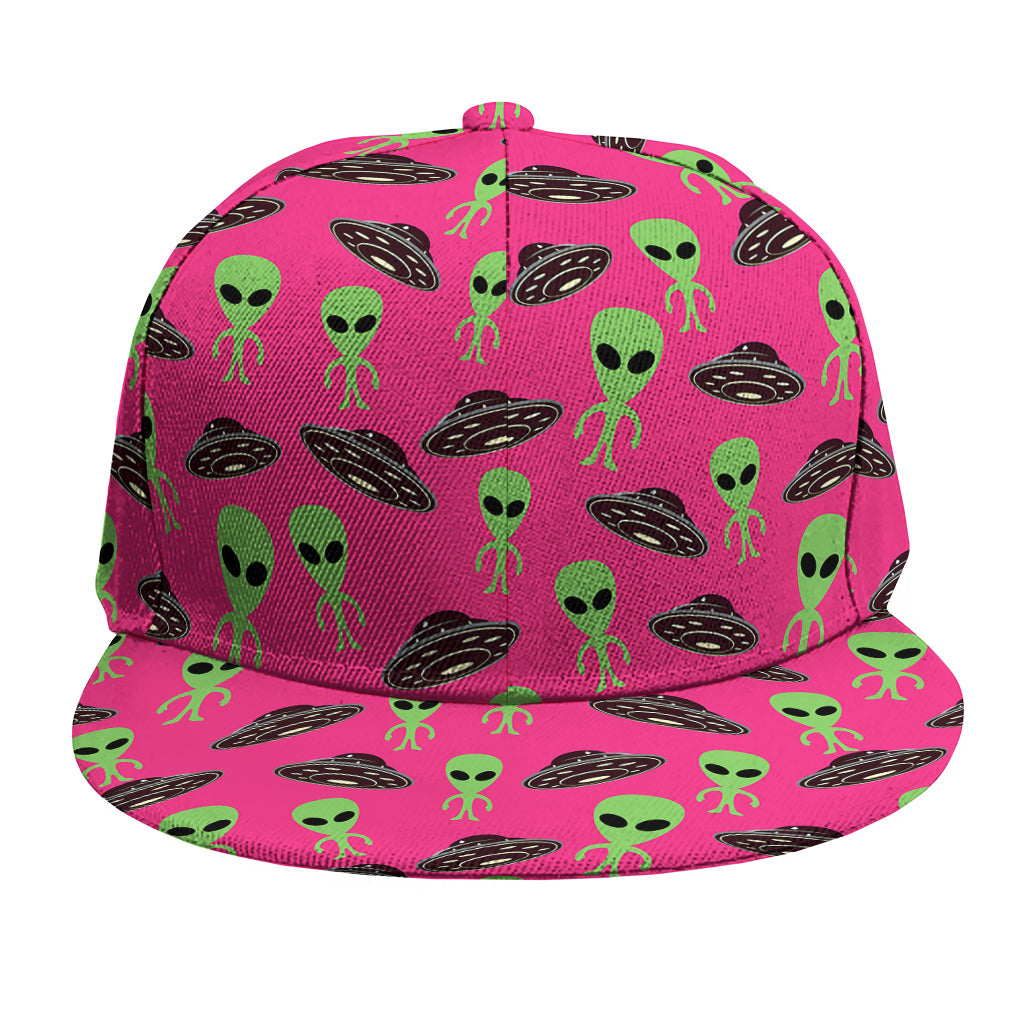 Little Green Alien UFO Print Snapback Cap