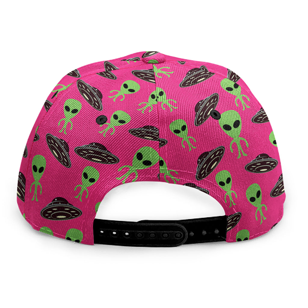 Little Green Alien UFO Print Snapback Cap