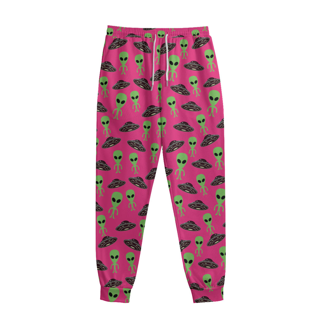 Little Green Alien UFO Print Sweatpants