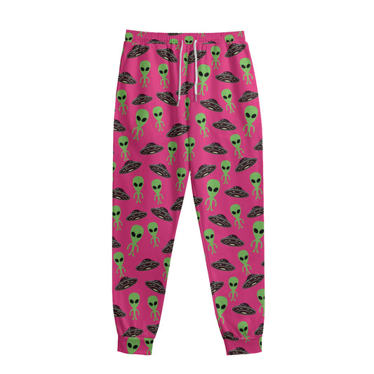 Little Green Alien UFO Print Sweatpants