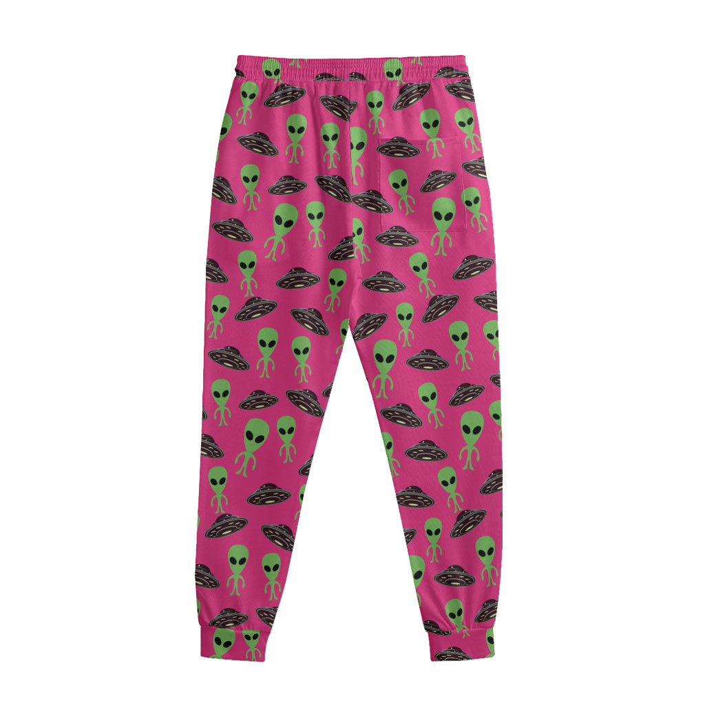 Little Green Alien UFO Print Sweatpants