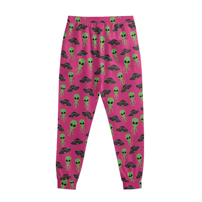 Little Green Alien UFO Print Sweatpants