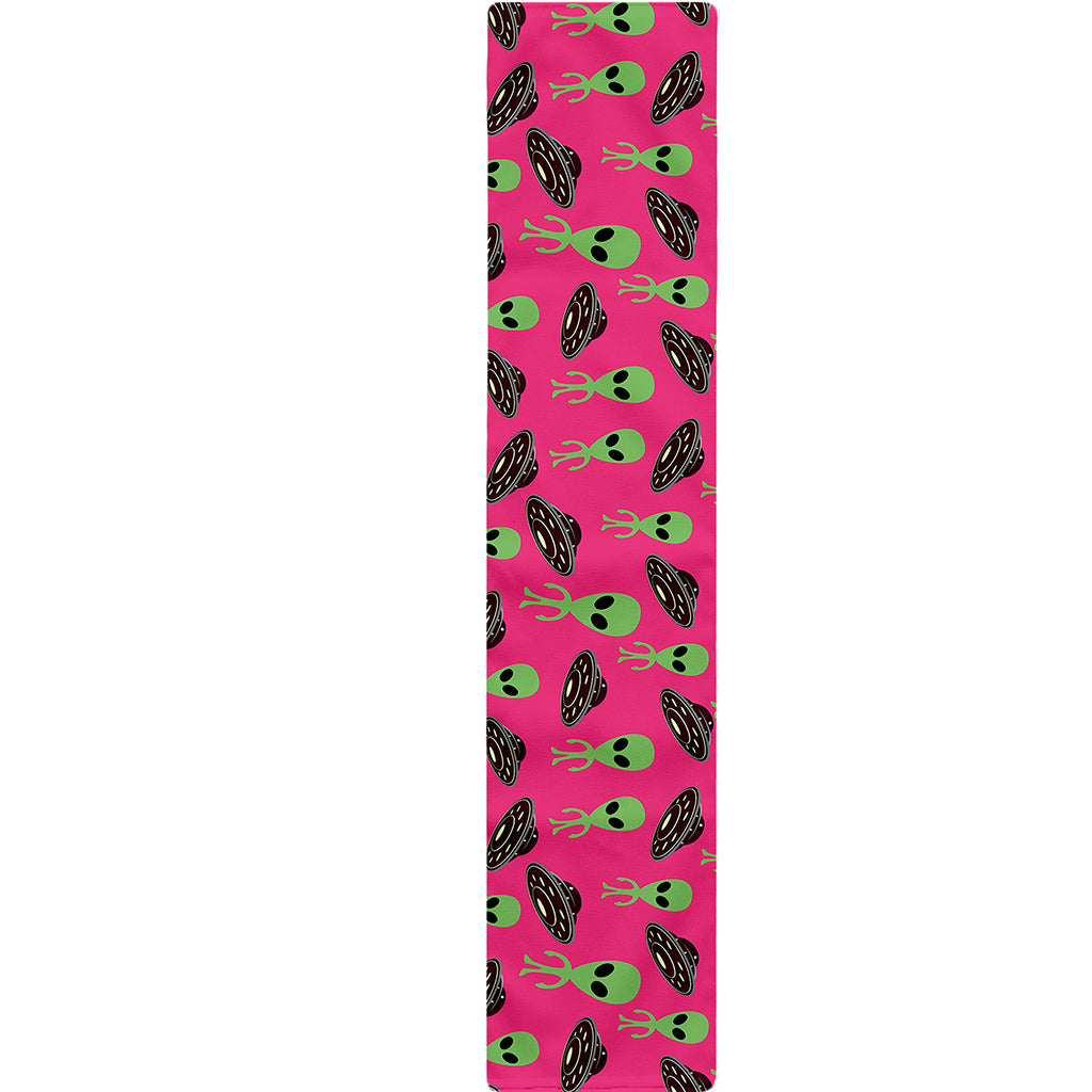 Little Green Alien UFO Print Table Runner