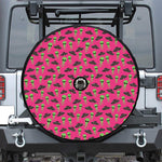 Little Green Alien UFO Print Tire Cover With Camera Hole