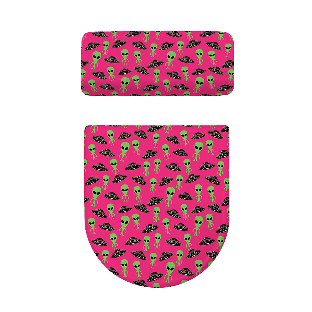 Little Green Alien UFO Print Toilet Lid And Tank Cover Set