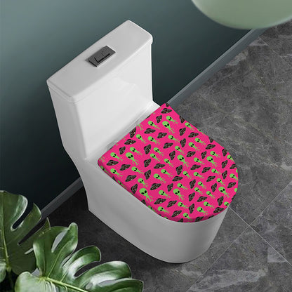 Little Green Alien UFO Print Toilet Lid Cover