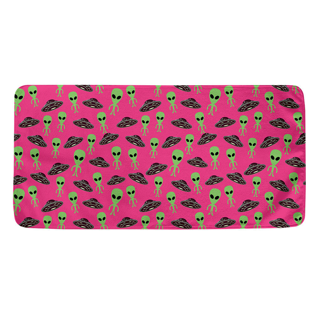 Little Green Alien UFO Print Towel