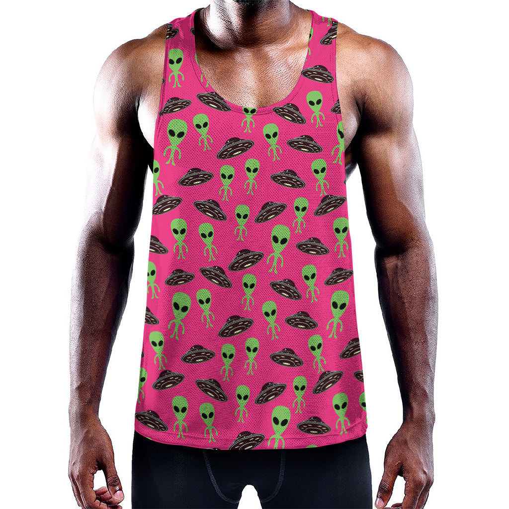 Little Green Alien UFO Print Training Tank Top