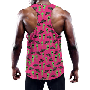 Little Green Alien UFO Print Training Tank Top