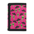 Little Green Alien UFO Print Trifold Wallet