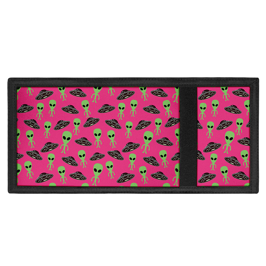 Little Green Alien UFO Print Trifold Wallet