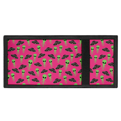 Little Green Alien UFO Print Trifold Wallet