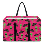 Little Green Alien UFO Print Utility Tote Bag