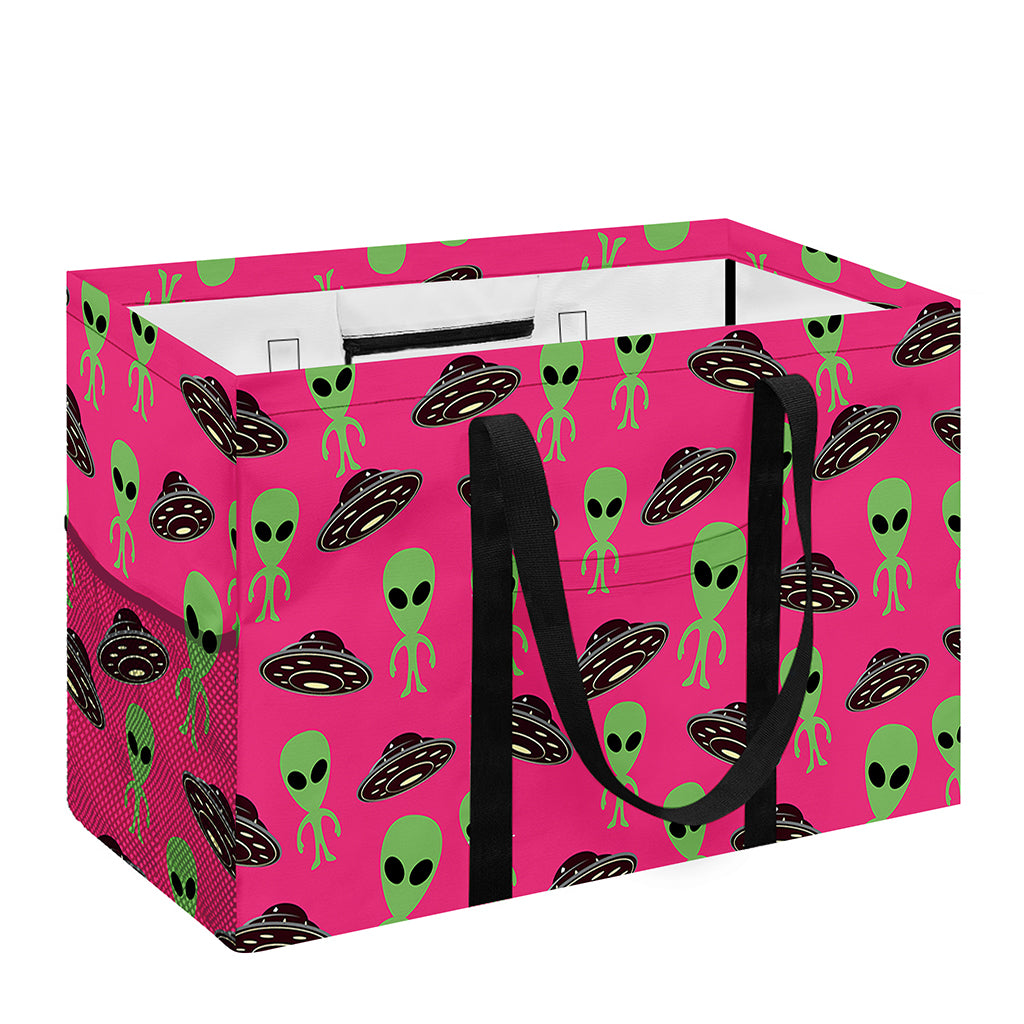 Little Green Alien UFO Print Utility Tote Bag