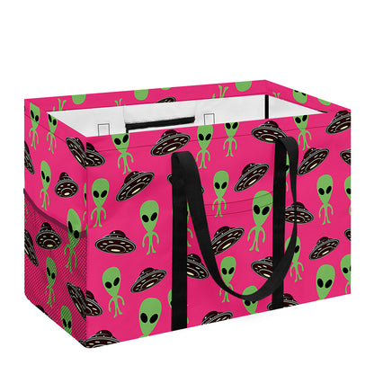 Little Green Alien UFO Print Utility Tote Bag