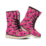 Little Green Alien UFO Print Winter Boots