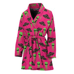 Little Green Alien UFO Print Women's Bathrobe