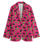 Little Green Alien UFO Print Women's Blazer