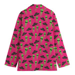 Little Green Alien UFO Print Women's Blazer