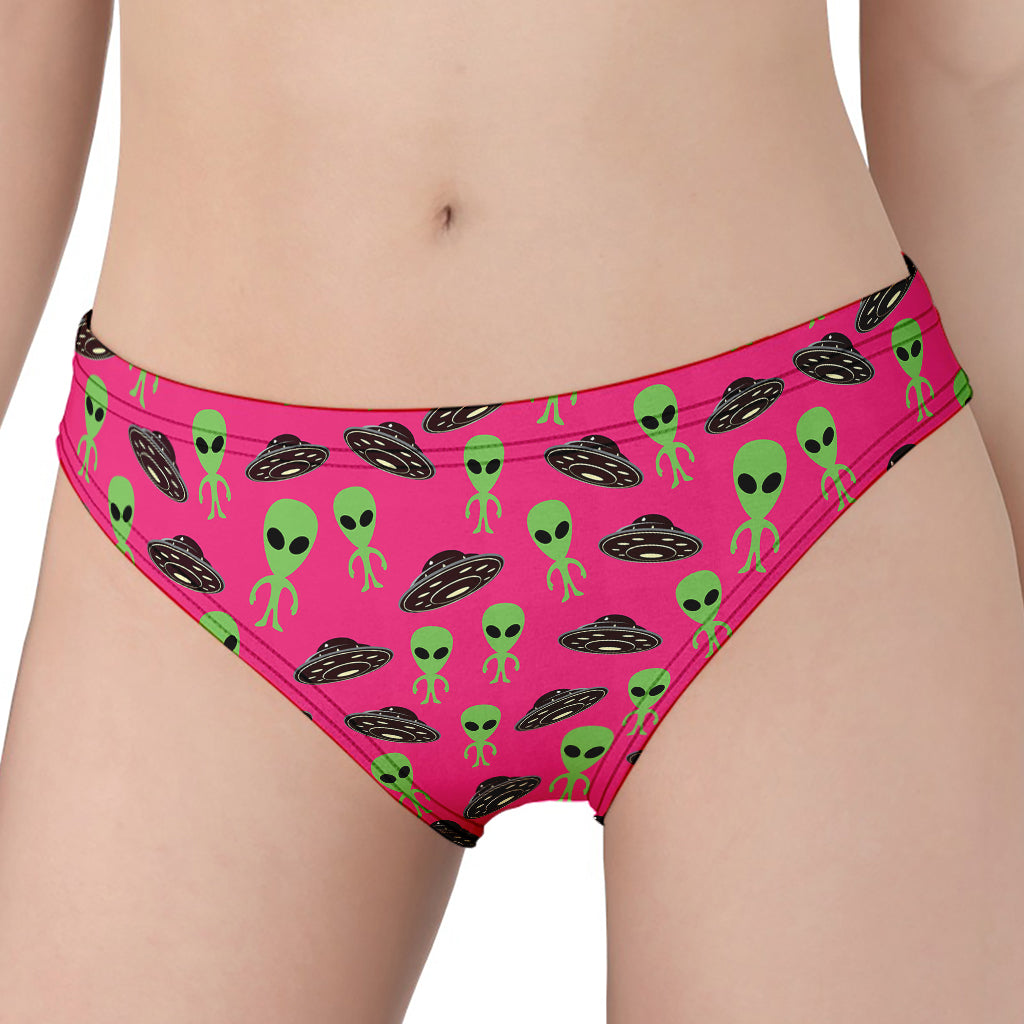 Little Green Alien UFO Print Women's Panties