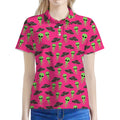 Little Green Alien UFO Print Women's Polo Shirt